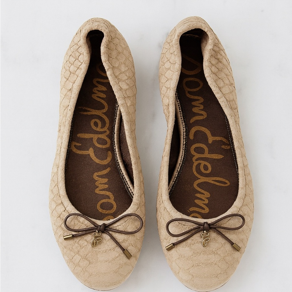 Sam Edelman Textured Cream Flats with Bow